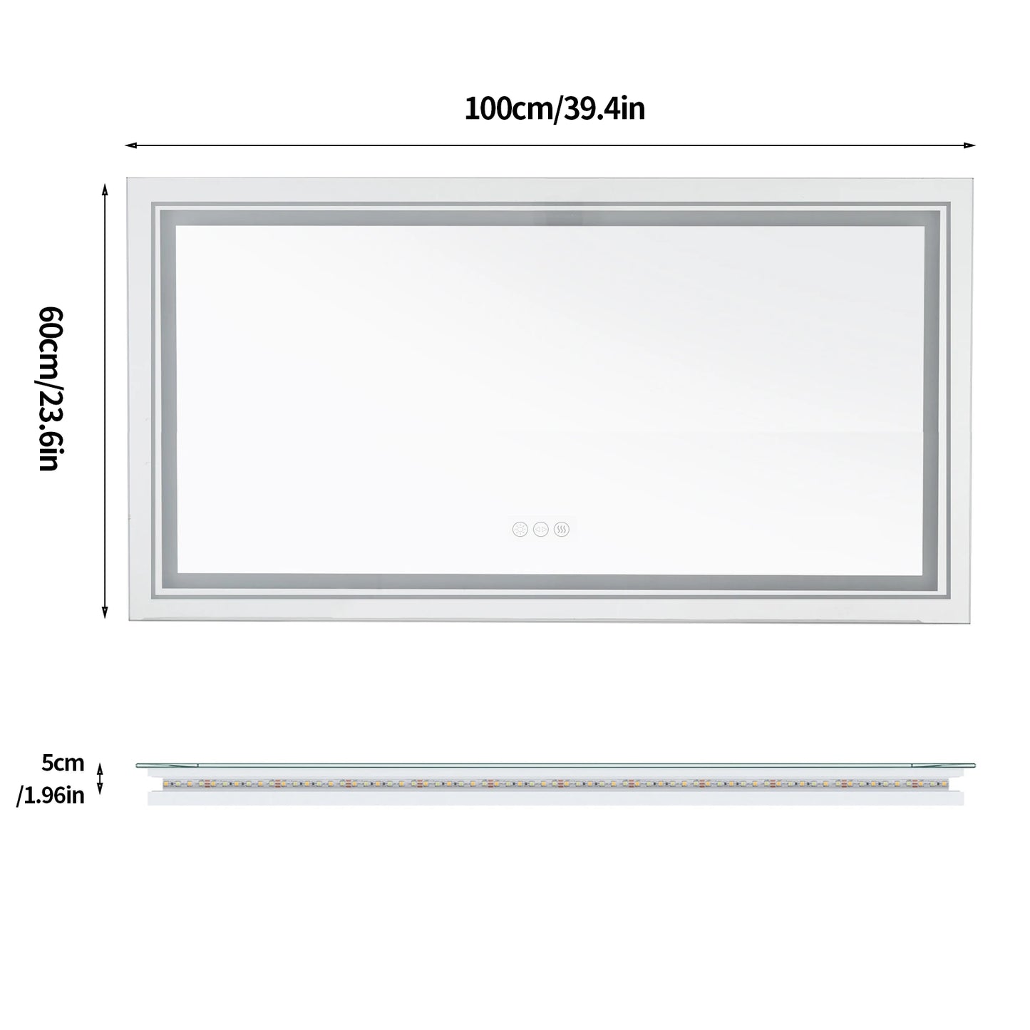 Jumbo Large Illuminated LED Bathroom Mirror with Front+Backlit Lights Wall Mounted Anti-Fog Vanity Mirror