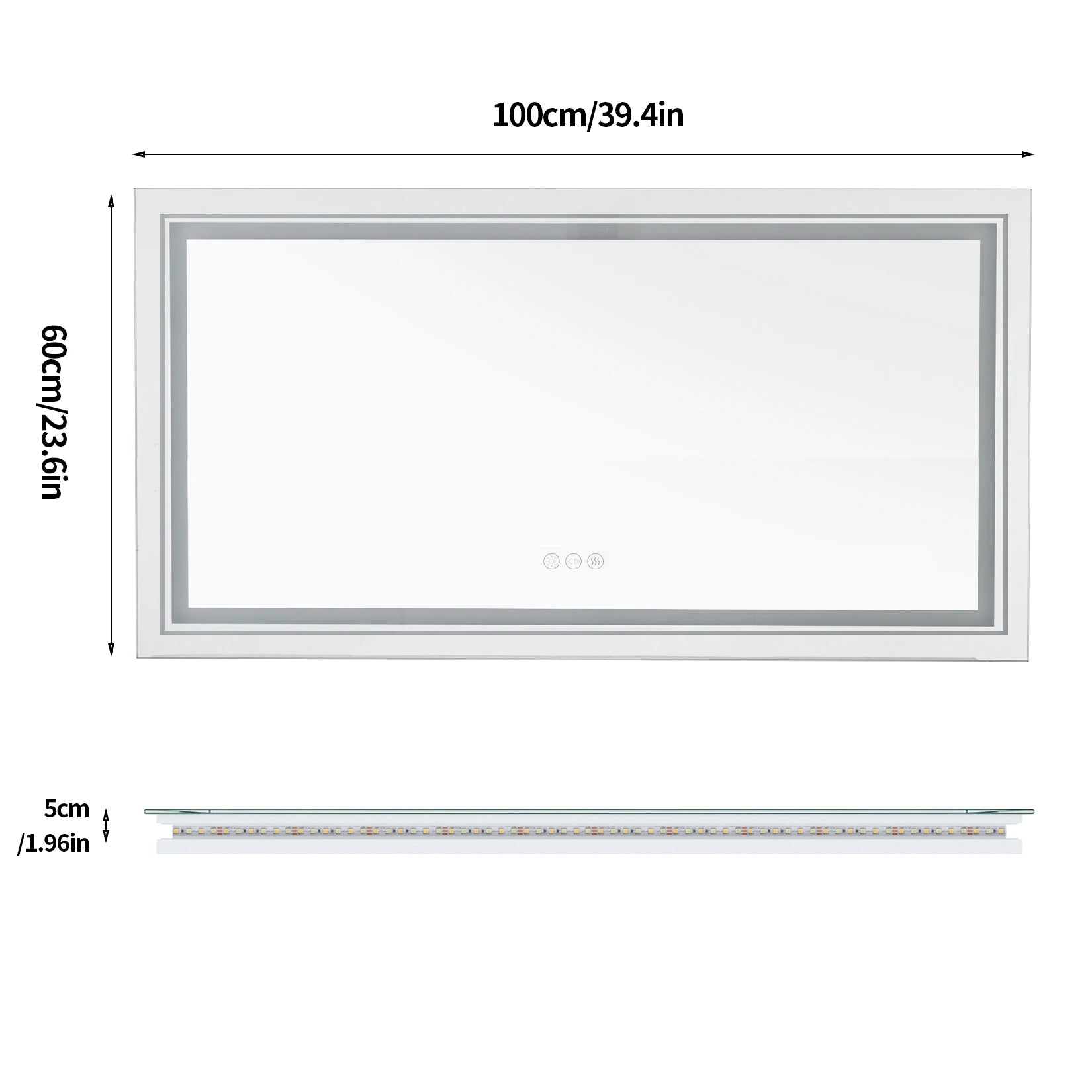 Jumbo Large Illuminated LED Bathroom Mirror with Front+Backlit Lights Wall Mounted Anti-Fog Vanity Mirror