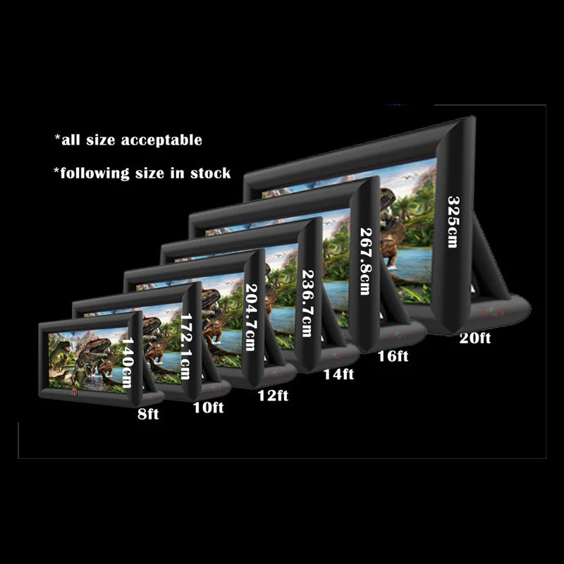 8Ft 10Ft 12Ft 14Ft 16Ft 18Ft 20Ft Inflatable Projector Movies Screen for Home Movies TV Shows Videos Playing Games Etc