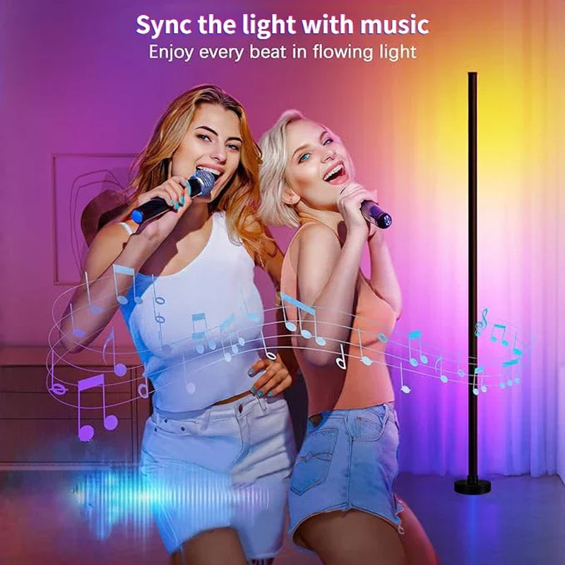Smart RGB Floor Lamp with Music Sync Modern Mood Lighting LED Stand Lights for Bedroom Game Room Living Room Decor