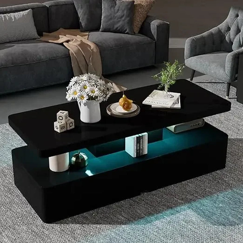 Nightstand with LED Lights,Night Stand with Storage Cabinet for Bedroom,Bedside Table with LED