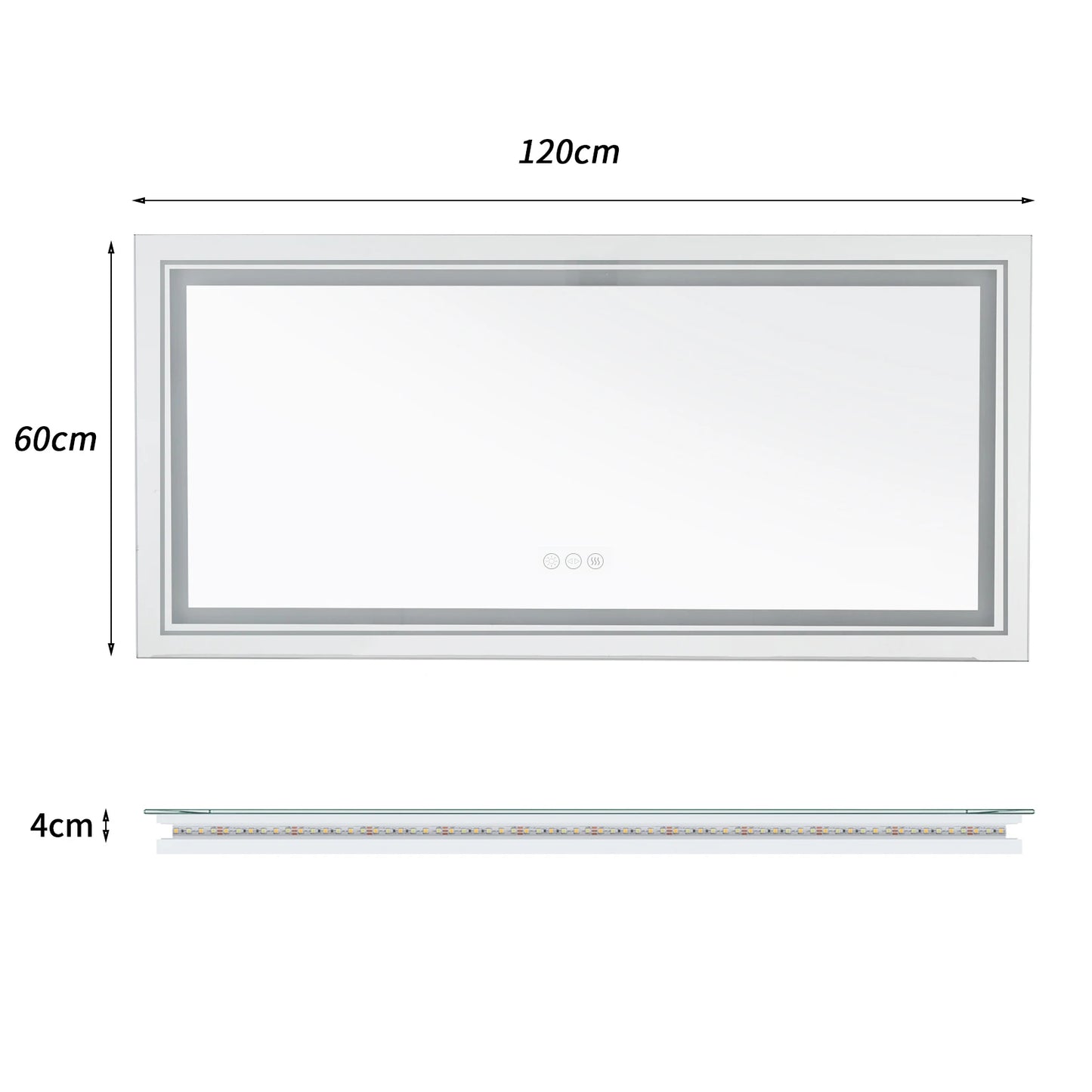 Jumbo Large Illuminated LED Bathroom Mirror with Front+Backlit Lights Wall Mounted Anti-Fog Vanity Mirror