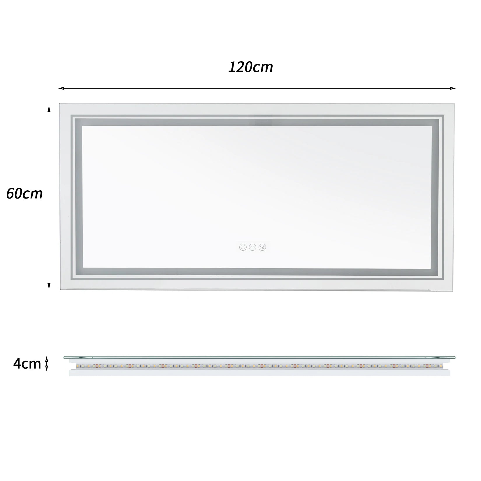 Jumbo Large Illuminated LED Bathroom Mirror with Front+Backlit Lights Wall Mounted Anti-Fog Vanity Mirror