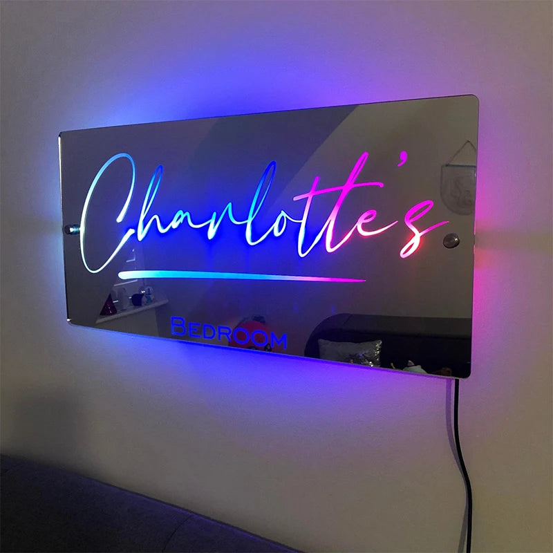 Personalized Name Mirror LED Light
