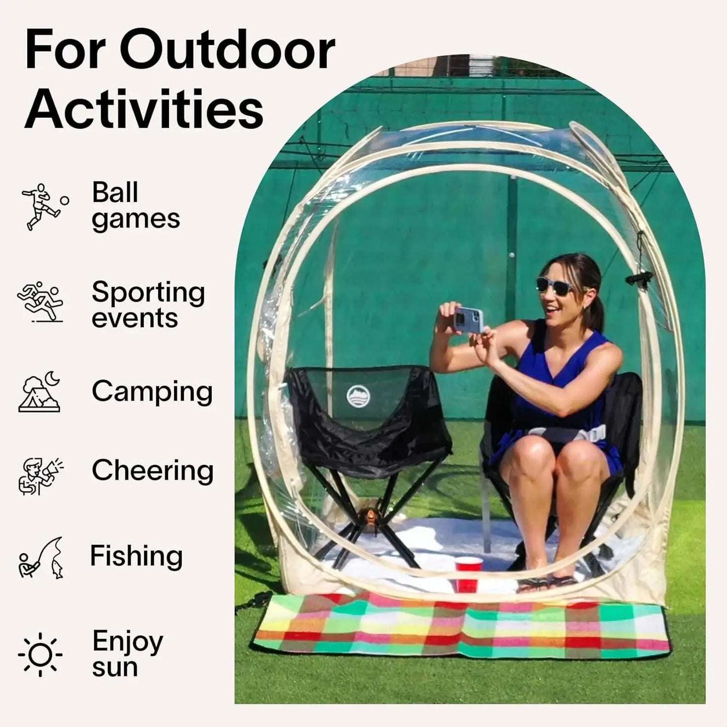Eighteentek Pod All Weather Sports with Sealed Floor - Instant Shelter - Outdoor Bubble - Rain Tent Camping Sun S
