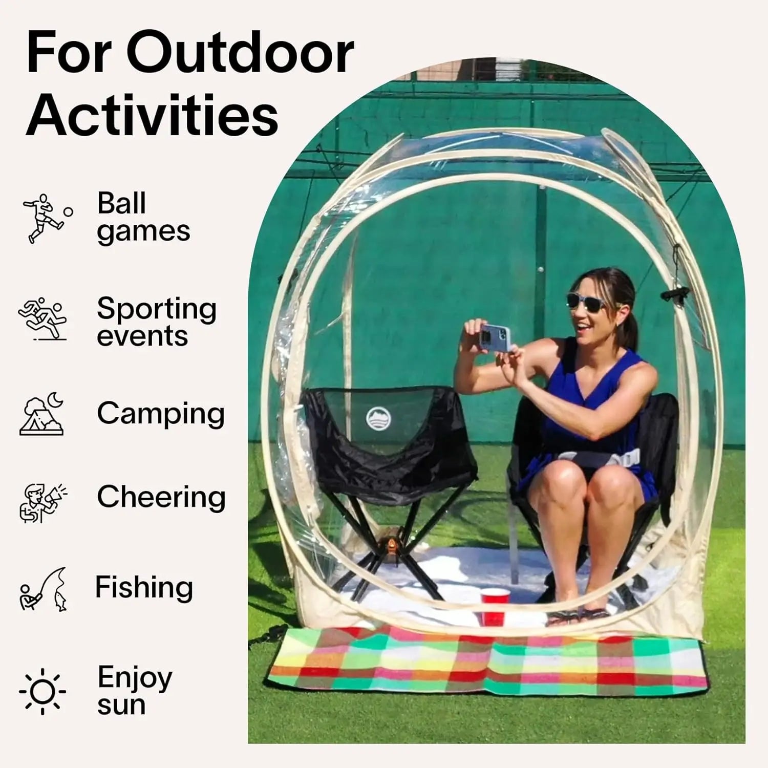 Eighteentek Pod All Weather Sports with Sealed Floor - Instant Shelter - Outdoor Bubble - Rain Tent Camping Sun S