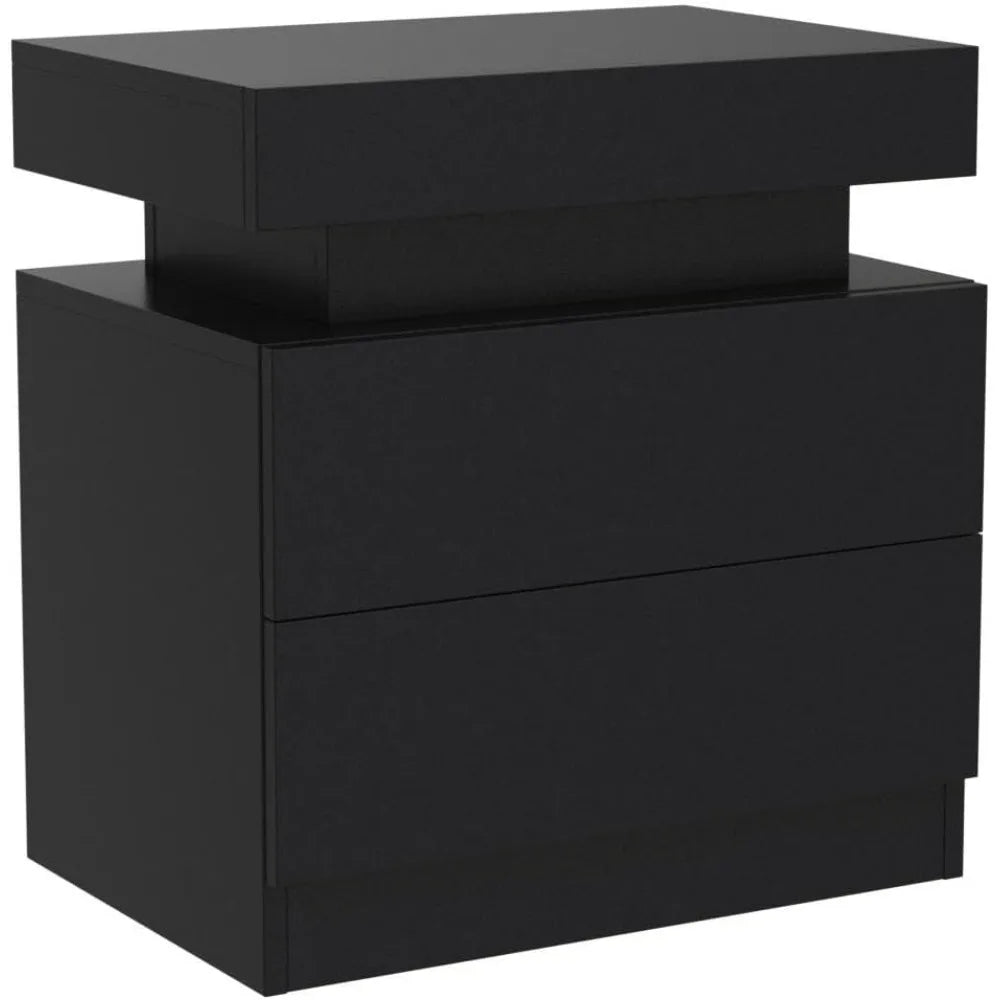 Nightstand Set of 2 LED Nightstand with 2 Drawers, Bedside Table with Drawers for Bedroom Furniture, Side Bed Table