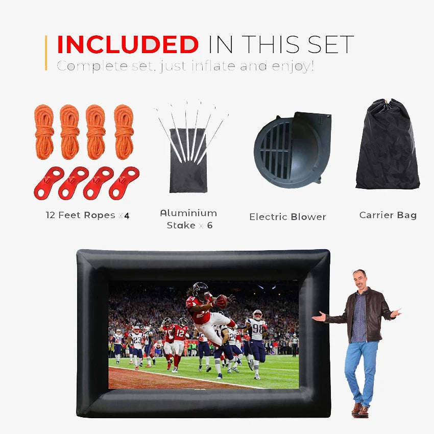 8Ft 10Ft 12Ft 14Ft 16Ft 18Ft 20Ft Inflatable Projector Movies Screen for Home Movies TV Shows Videos Playing Games Etc