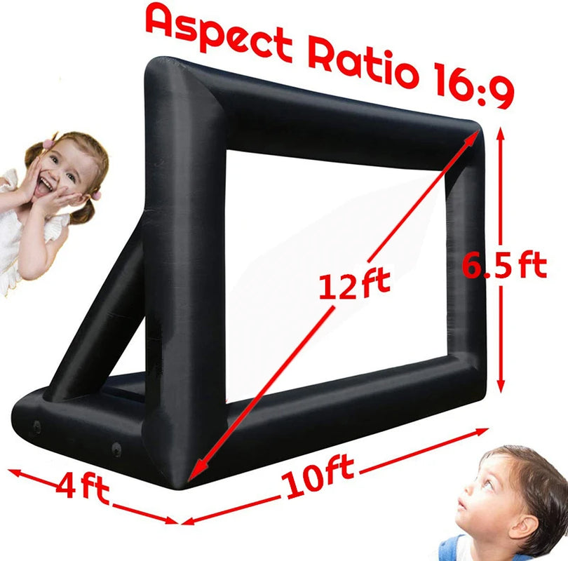 8Ft 10Ft 12Ft 14Ft 16Ft 18Ft 20Ft Inflatable Projector Movies Screen for Home Movies TV Shows Videos Playing Games Etc