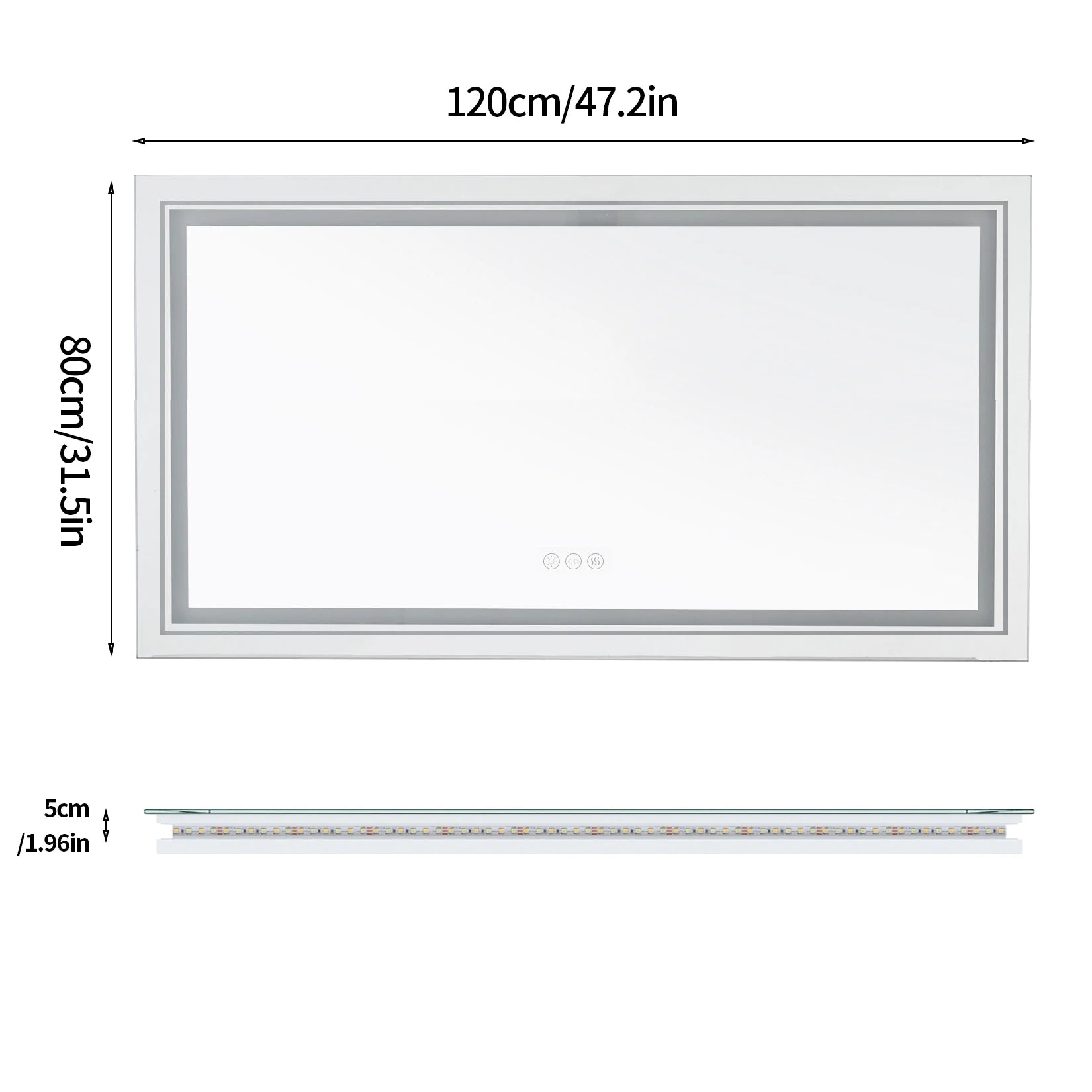 Jumbo Large Illuminated LED Bathroom Mirror with Front+Backlit Lights Wall Mounted Anti-Fog Vanity Mirror