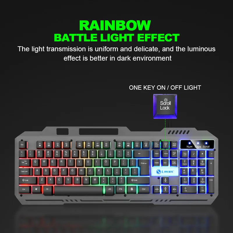 Keyboard T25 Touch Wired Keyboard Mouse Set LED Luminous Esports Desktop Computer Laptop Office Game Keyboard and Mouse Set