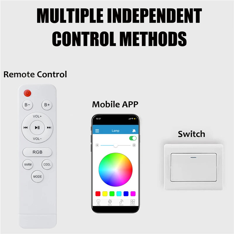 300W LED Ceiling Light RGB Lighting APP Bluetooth Music Lamps for Home Bedroom with Remote Control
