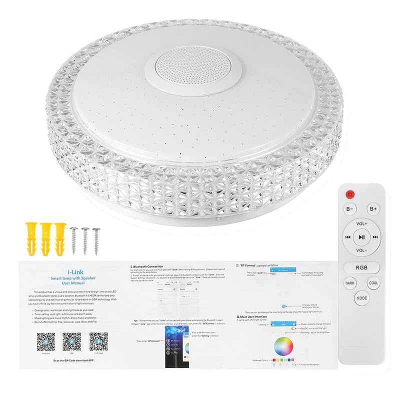 300W LED Ceiling Light RGB Lighting APP Bluetooth Music Lamps for Home Bedroom with Remote Control