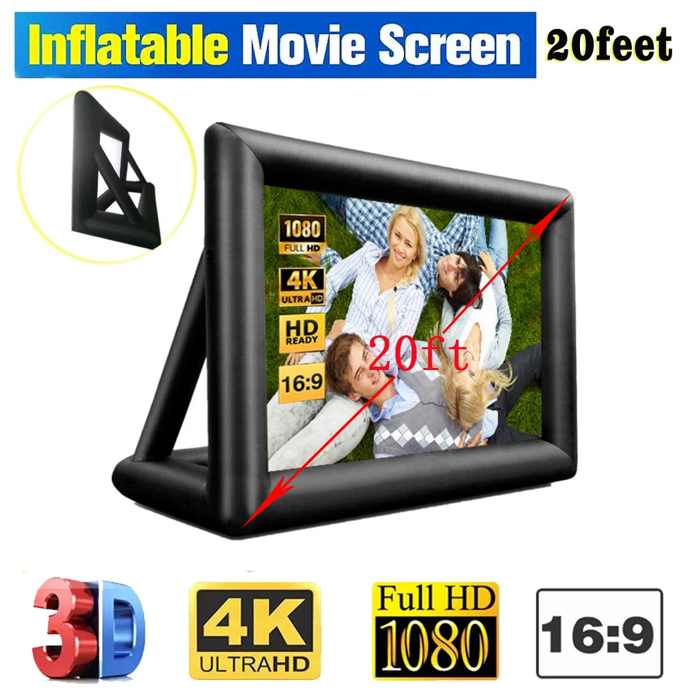 8Ft 10Ft 12Ft 14Ft 16Ft 18Ft 20Ft Inflatable Projector Movies Screen for Home Movies TV Shows Videos Playing Games Etc