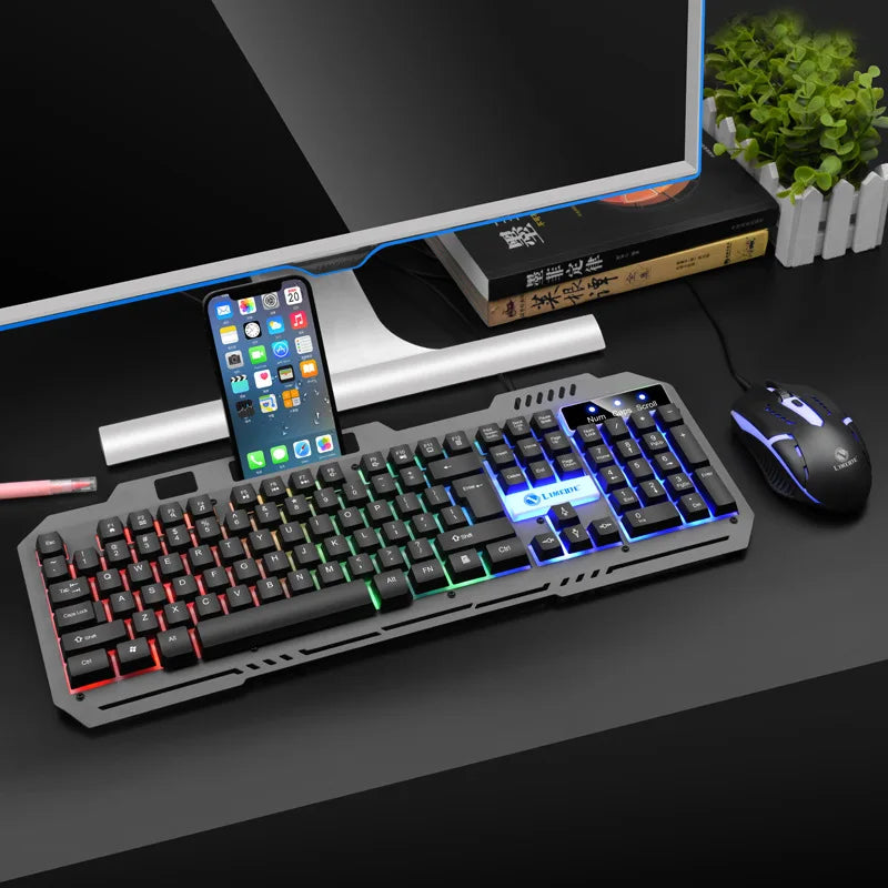 Keyboard T25 Touch Wired Keyboard Mouse Set LED Luminous Esports Desktop Computer Laptop Office Game Keyboard and Mouse Set